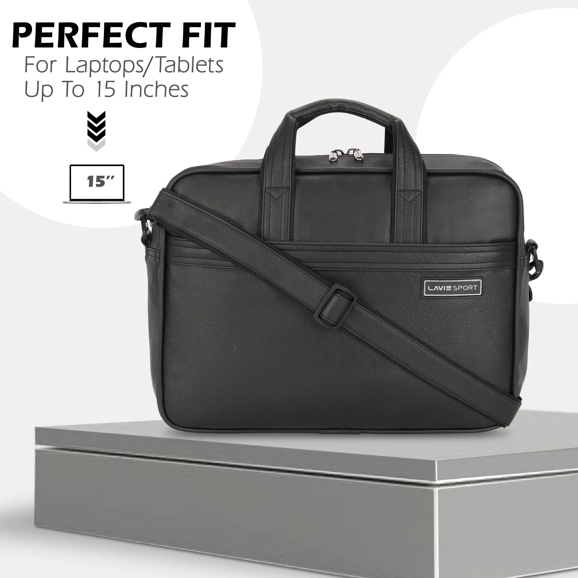 Lavie Sport 2 Compartments Executive Unisex Laptop Briefcase Bag Black