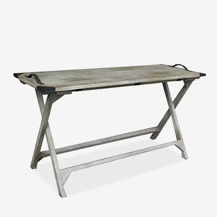 (LS) Galveston Mindi Wood Console Table Vintage Grey Folding by Jeffan