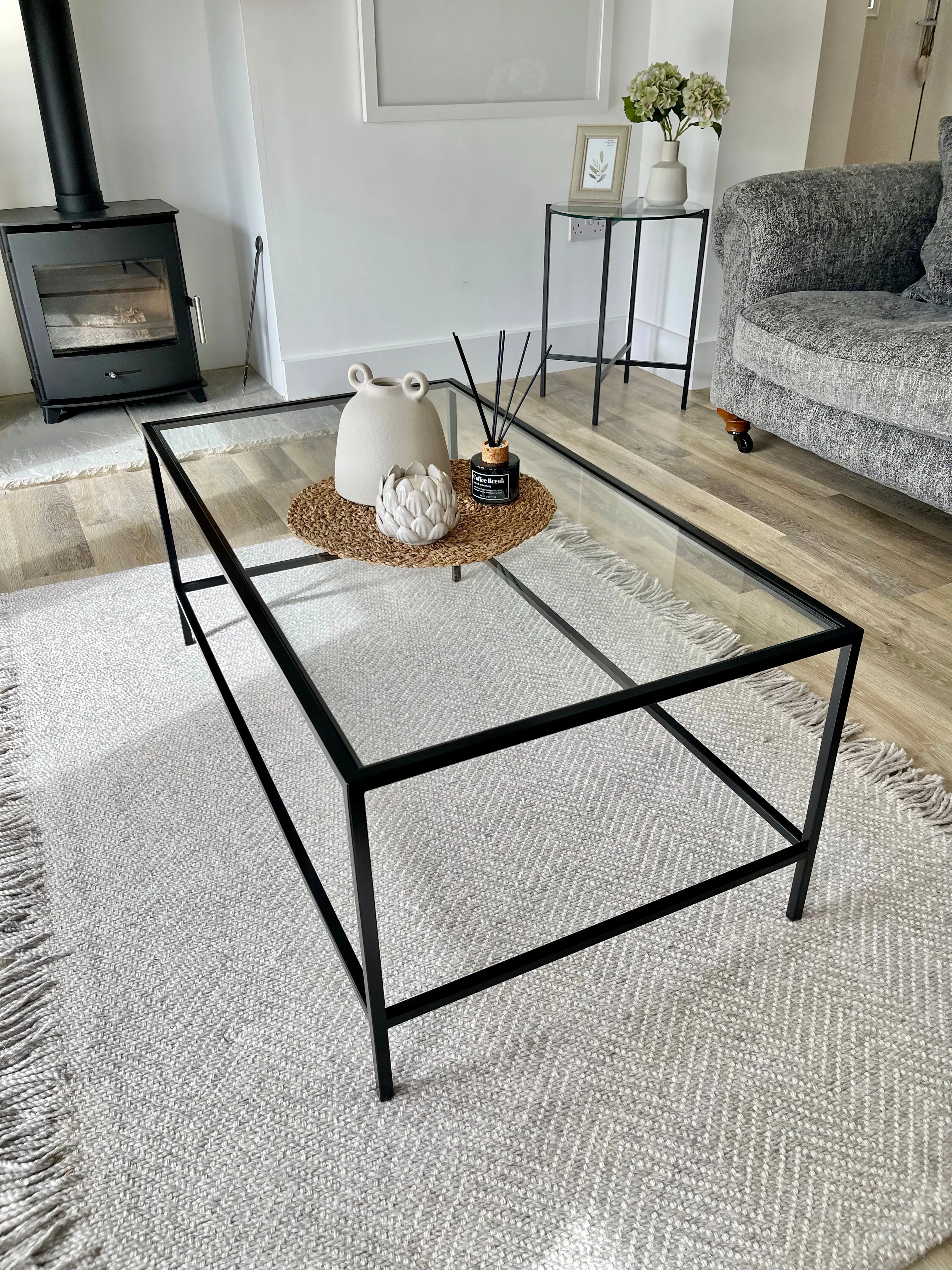 Madison Glass Metal Coffee Table - Black