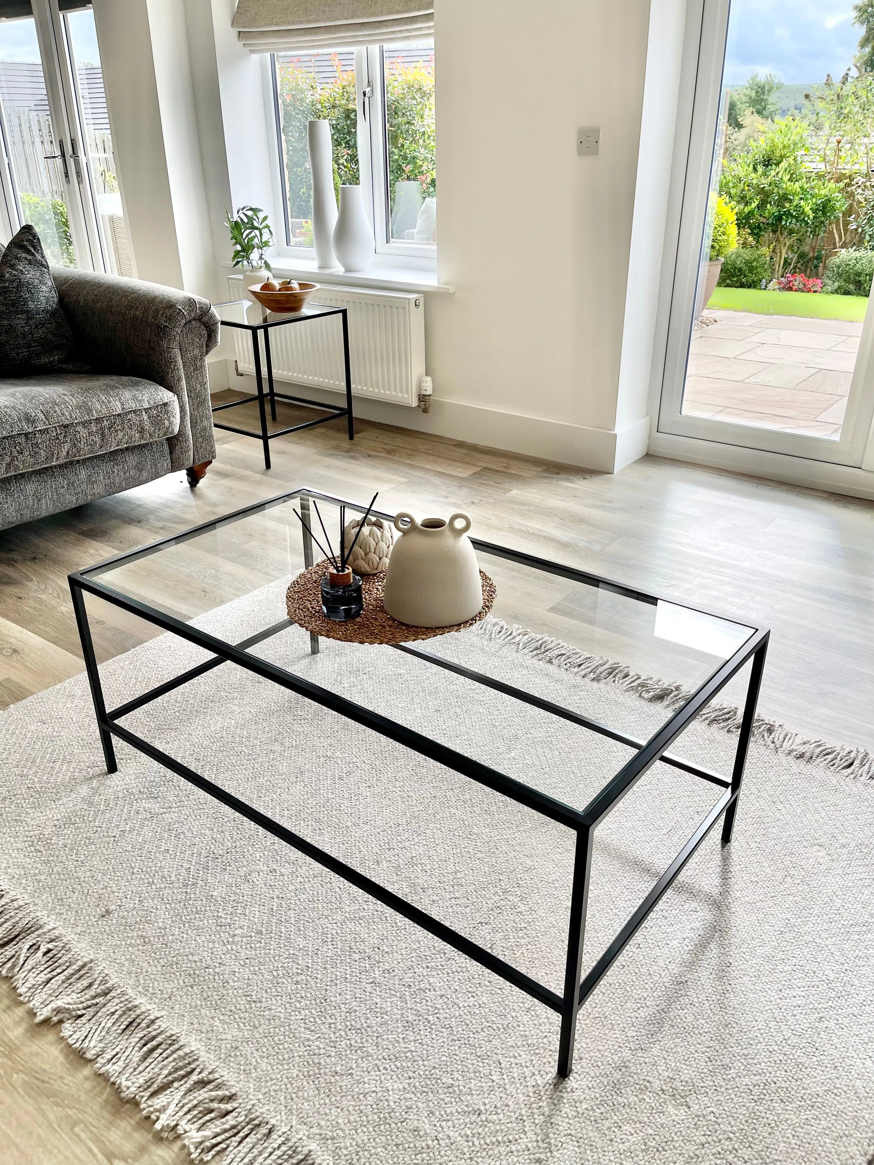 Madison Glass Metal Coffee Table - Black