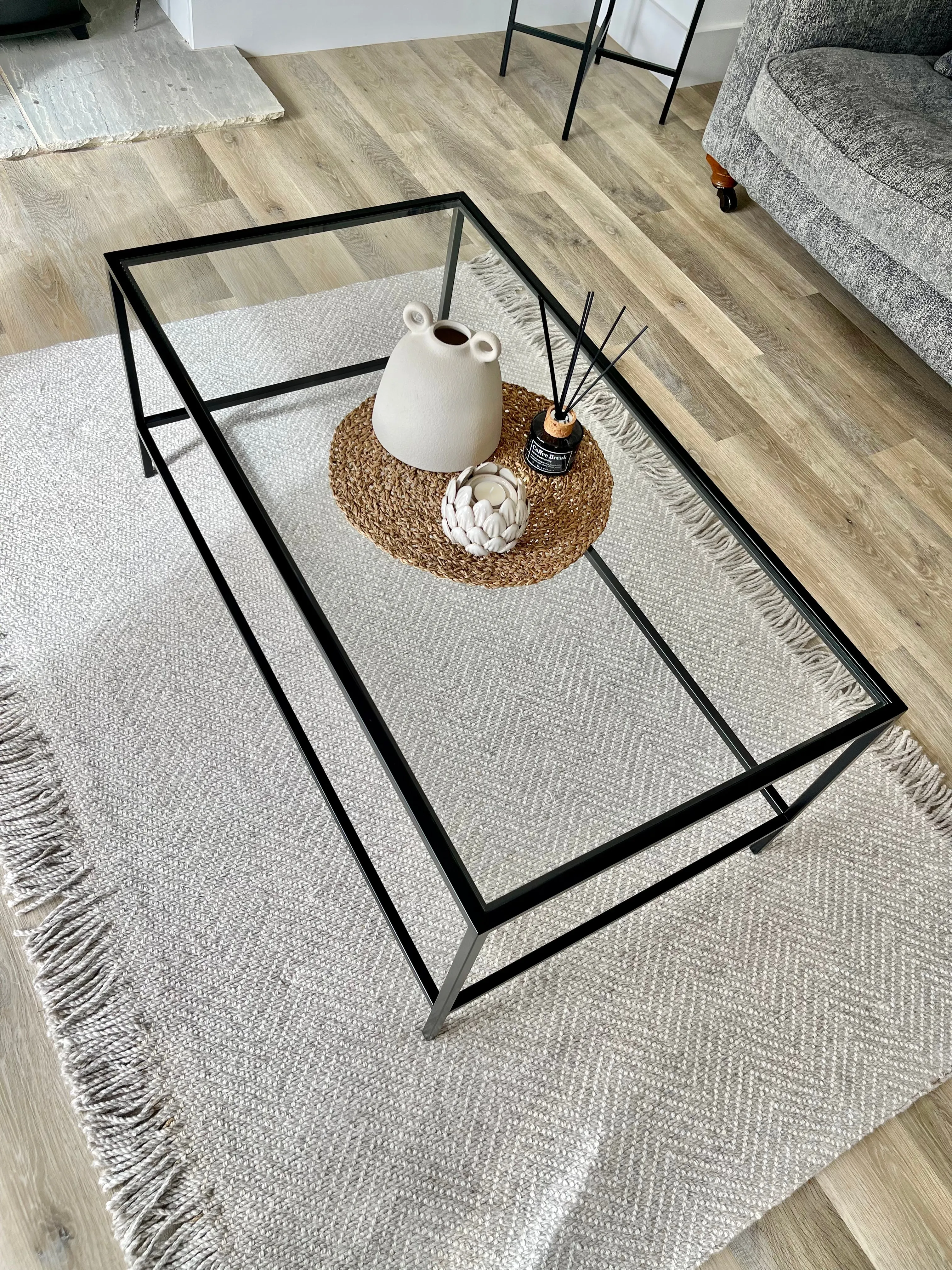 Madison Glass Metal Coffee Table - Black