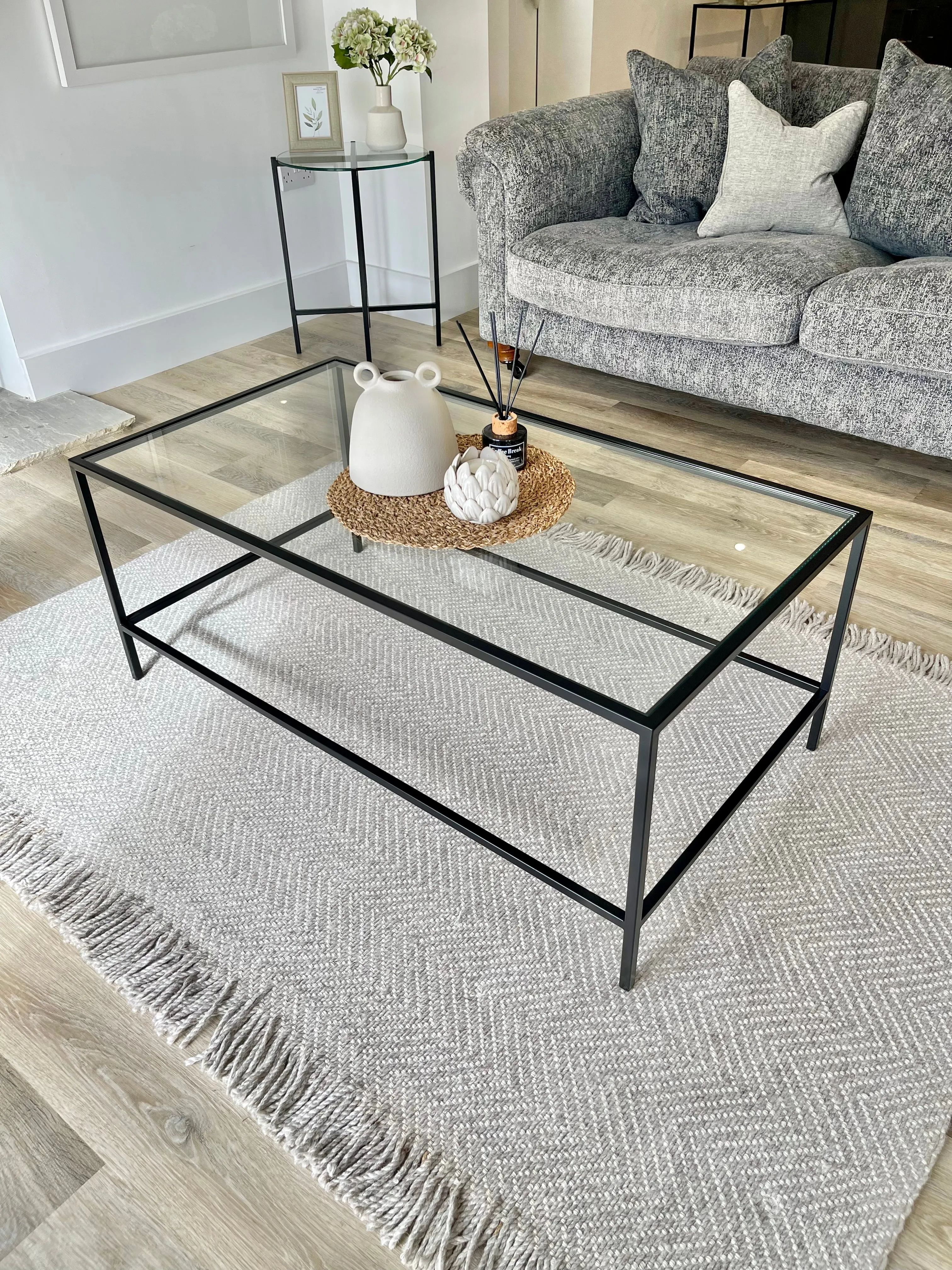 Madison Glass Metal Coffee Table - Black