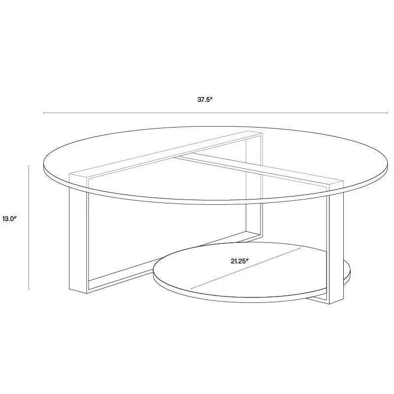 Maldini Coffee Table Modern Glass Top With Brass Frame