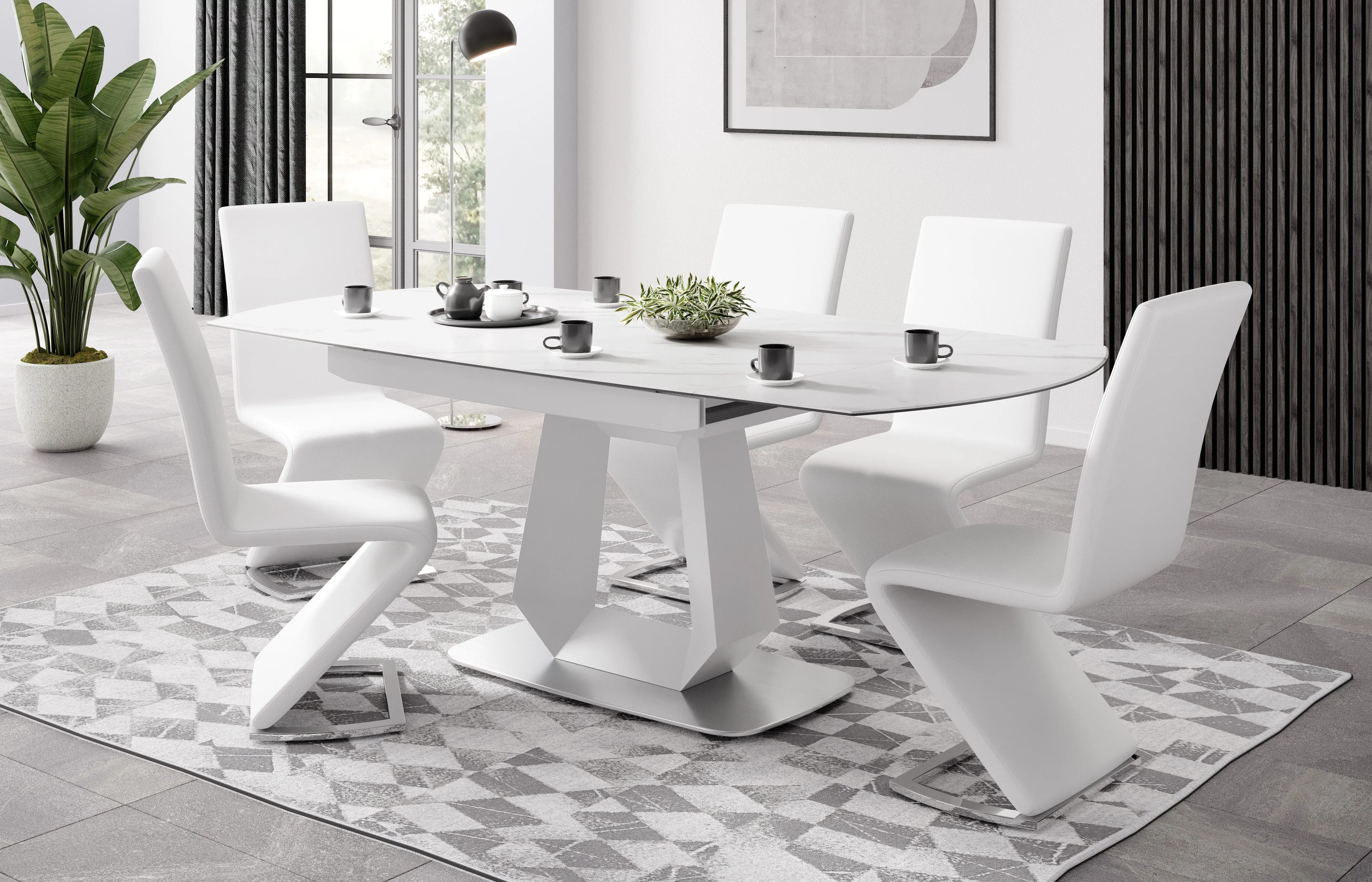 Milano 55" White Extendable Dining Table