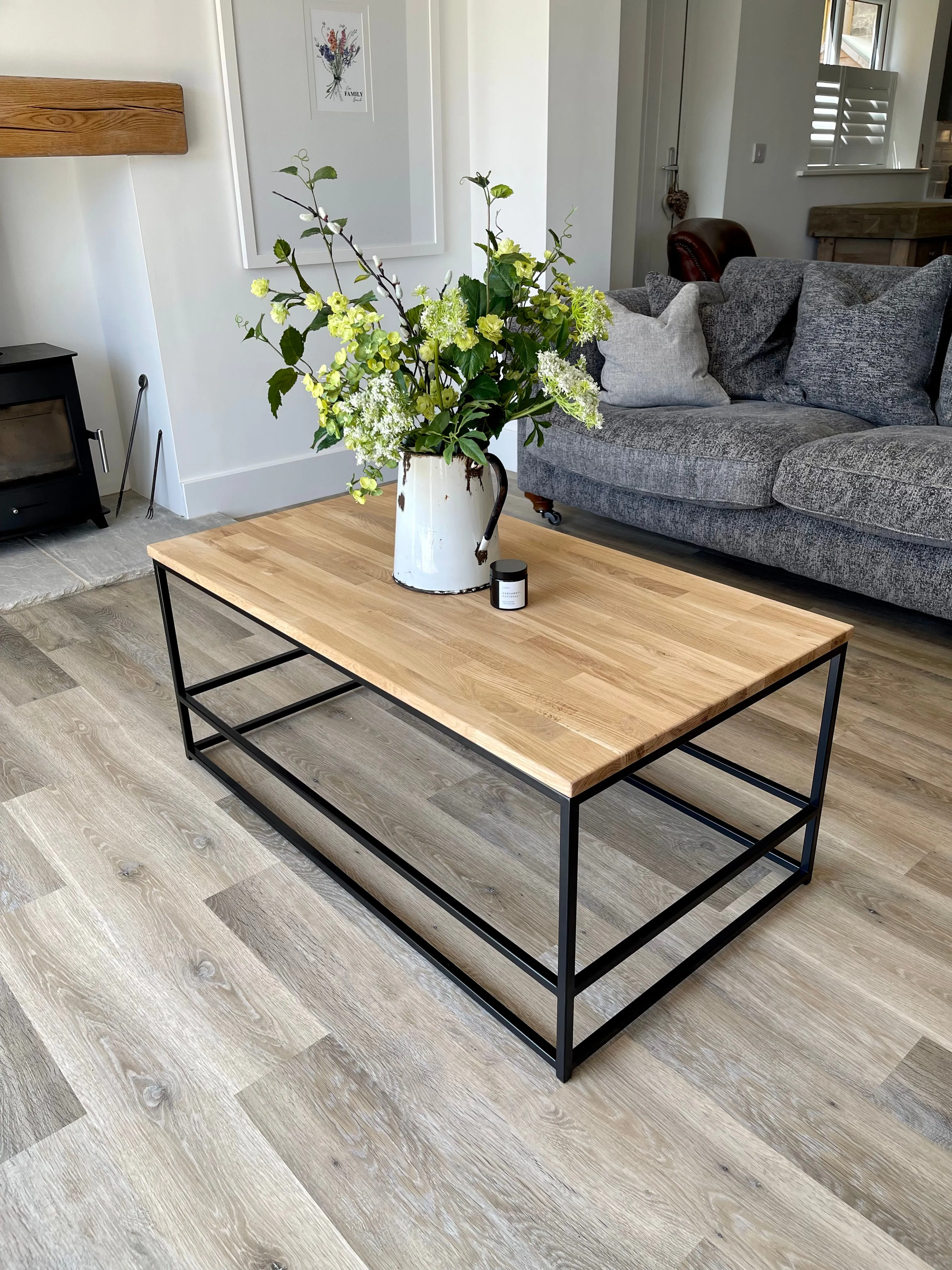 Oak Metal Coffee Table