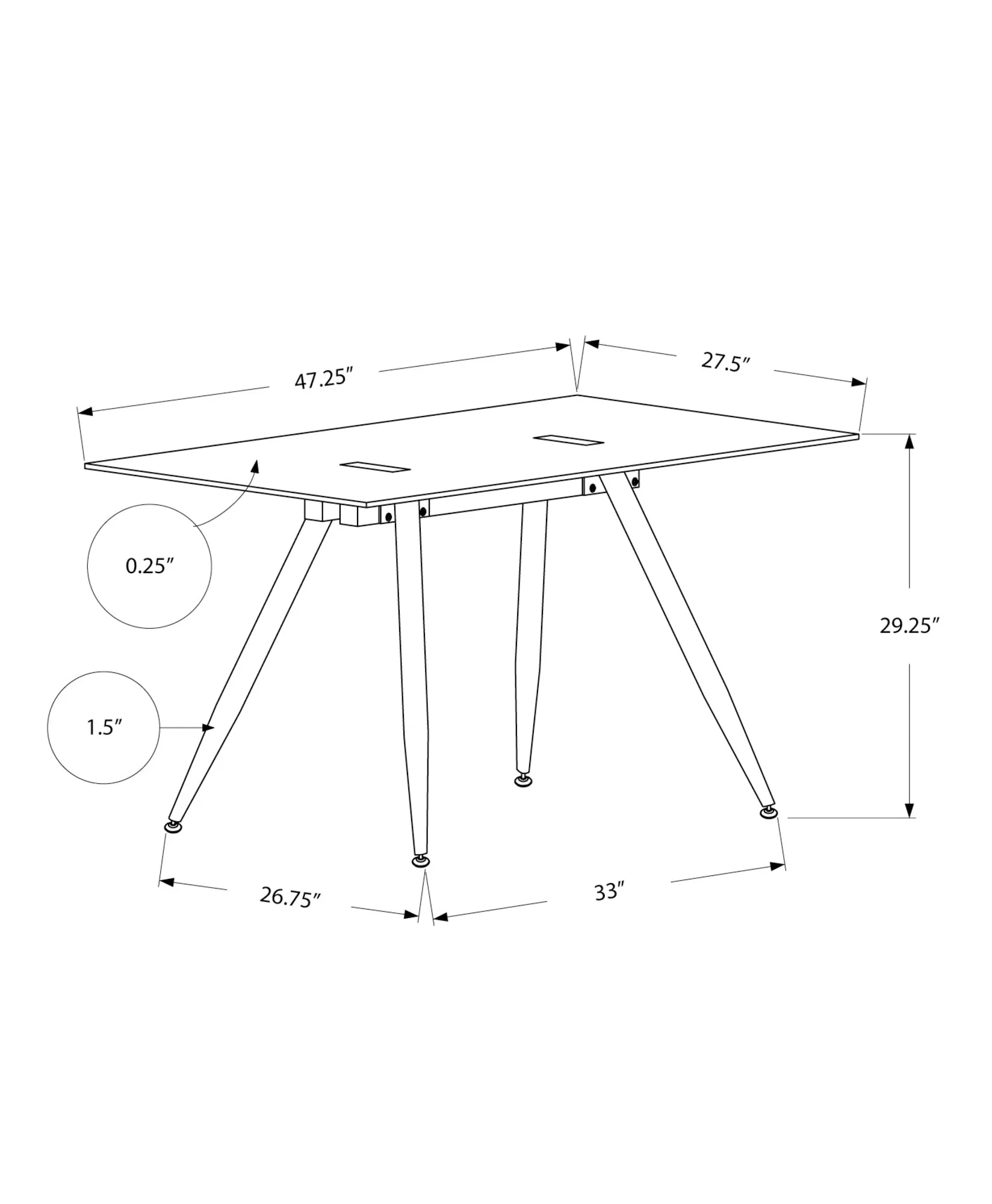 OFFICE SERIES - 28"X 48" / WHITE / 8MM TEMPERED GLASS