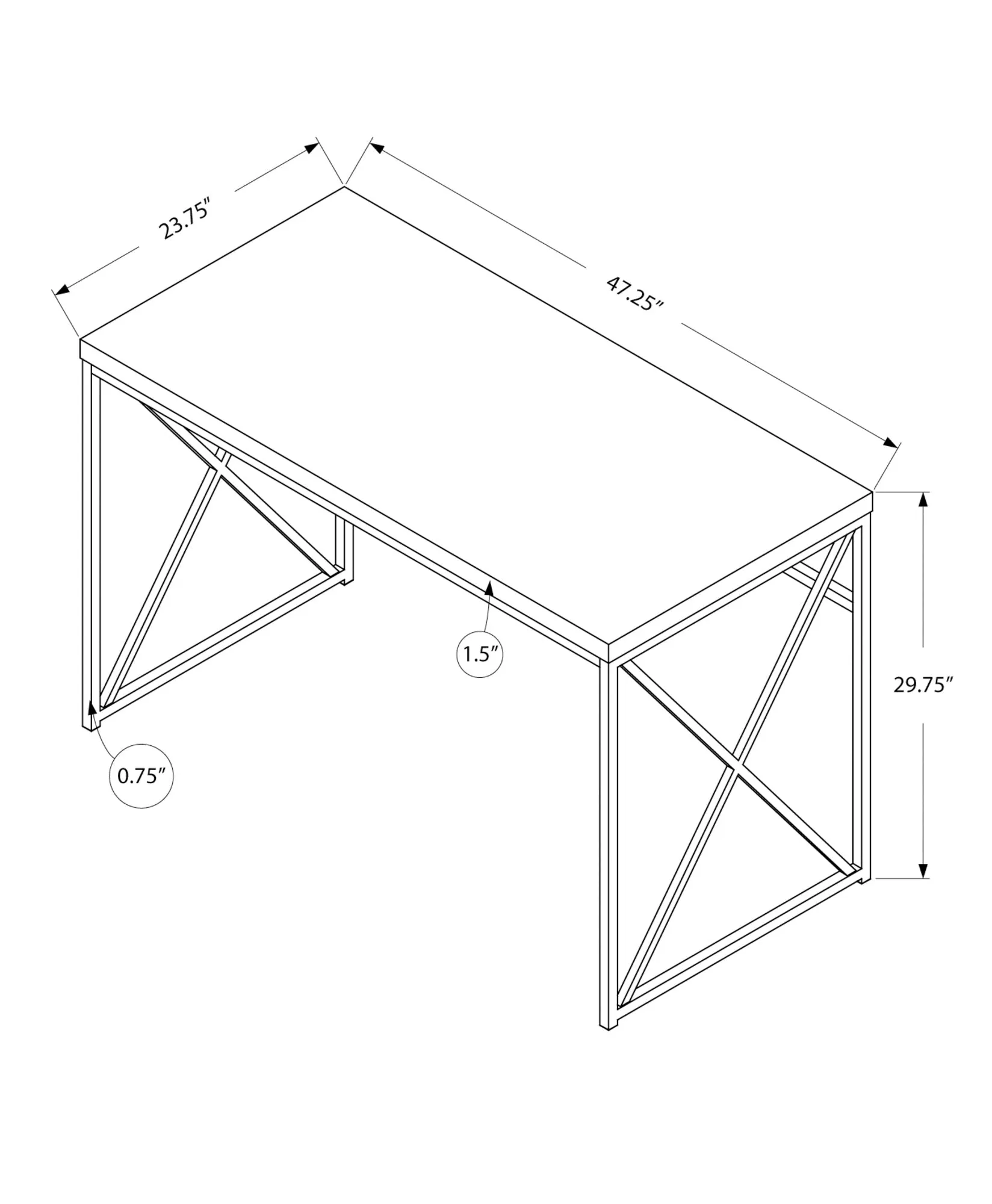 OFFICE SERIES - 48"L / DARK TAUPE / CHROME METAL