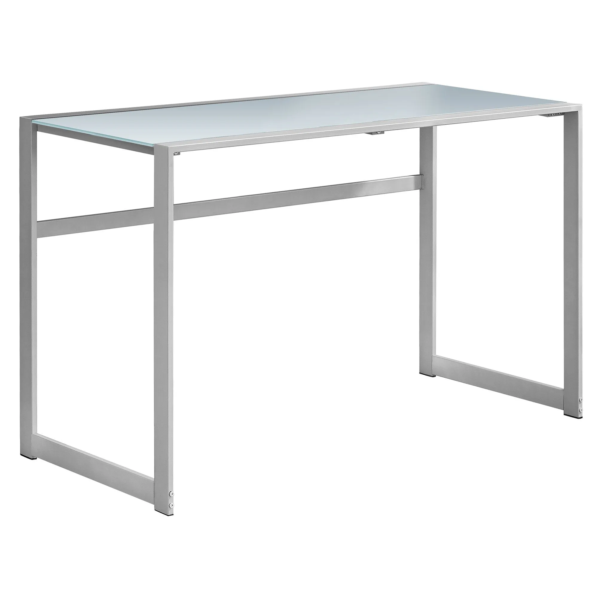 OFFICE SERIES - 48"L / SILVER METAL/ WHITE TEMPERED GLASS