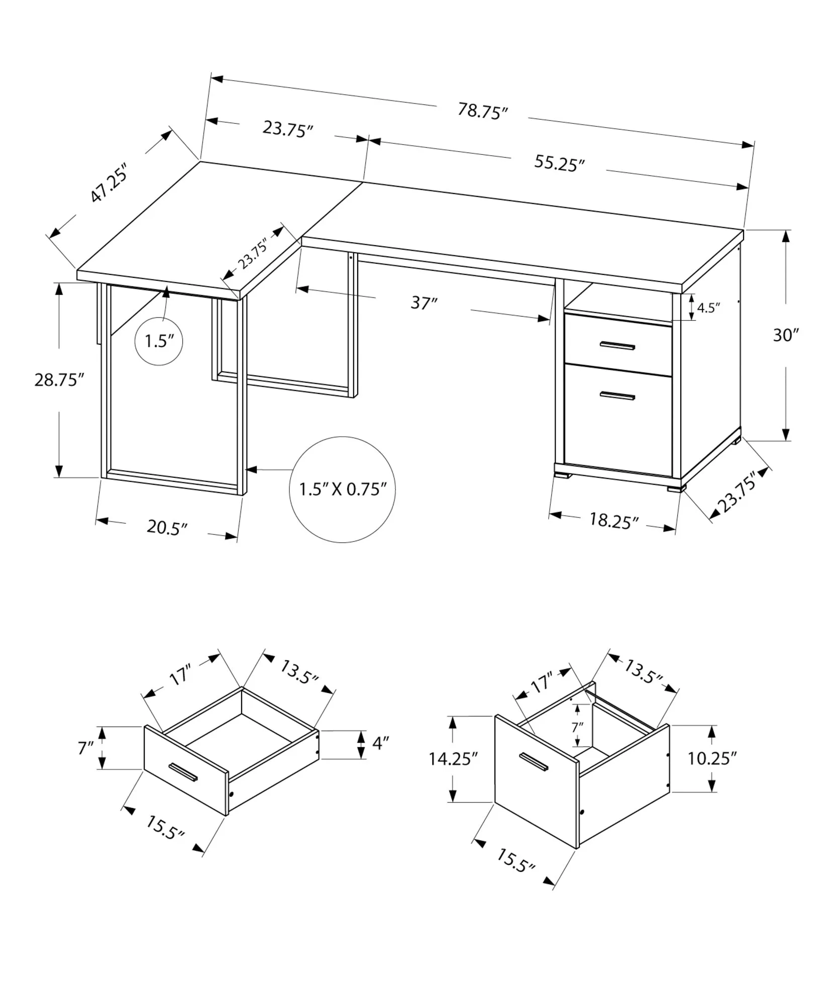 OFFICE SERIES - 80"L / ESPRESSO LEFT OR RIGHT FACING