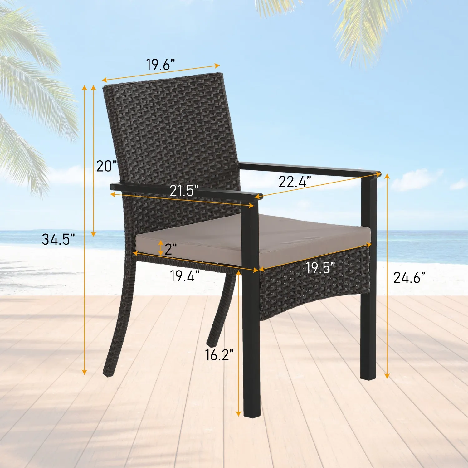 PHI VILLA 7 piece/ 9 piece Patio Dining Set With Rattan Cushioned Chairs & Extendable Steel Table