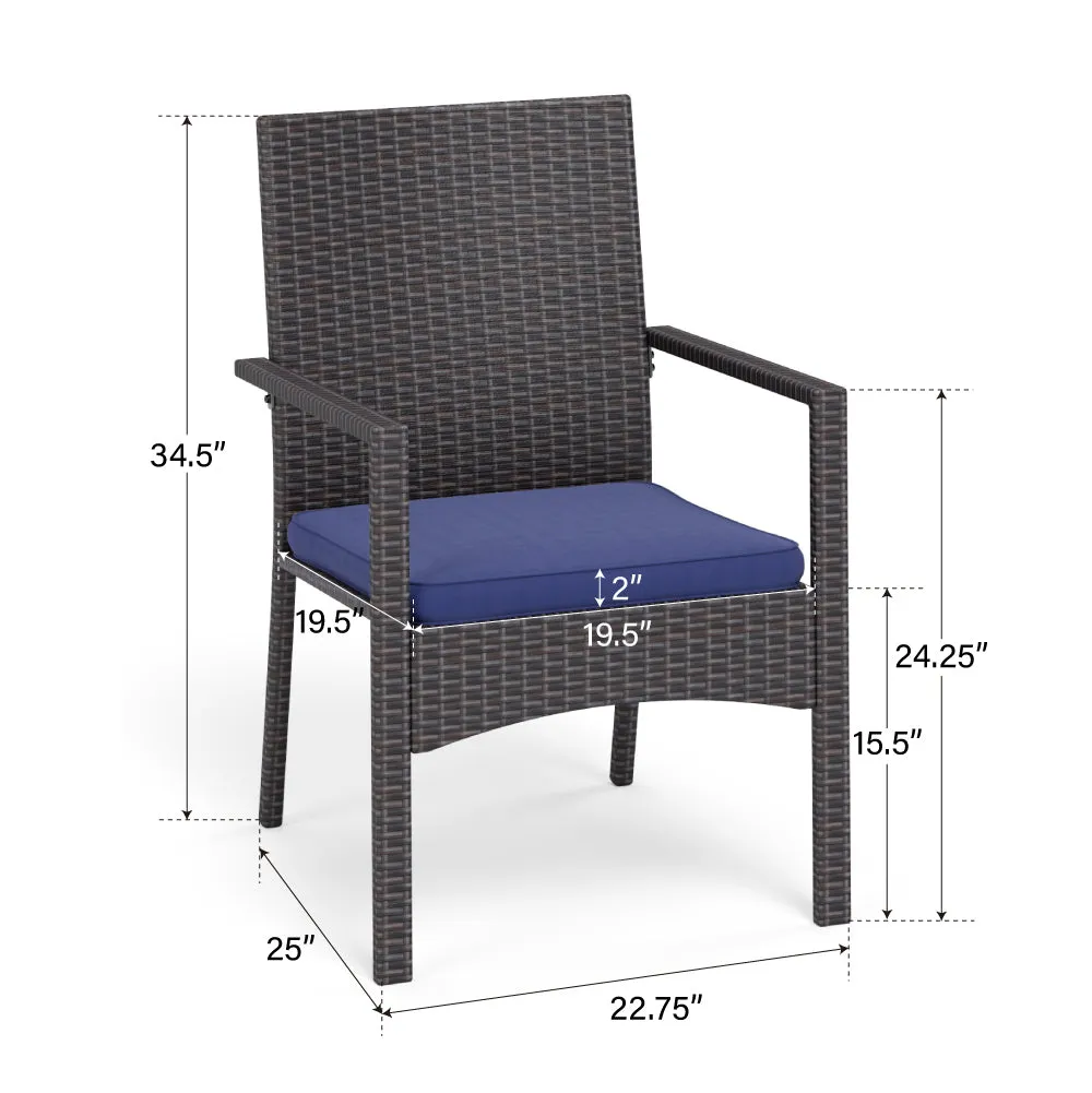 PHI VILLA 7 piece/ 9 piece Patio Dining Set With Rattan Cushioned Chairs & Extendable Steel Table