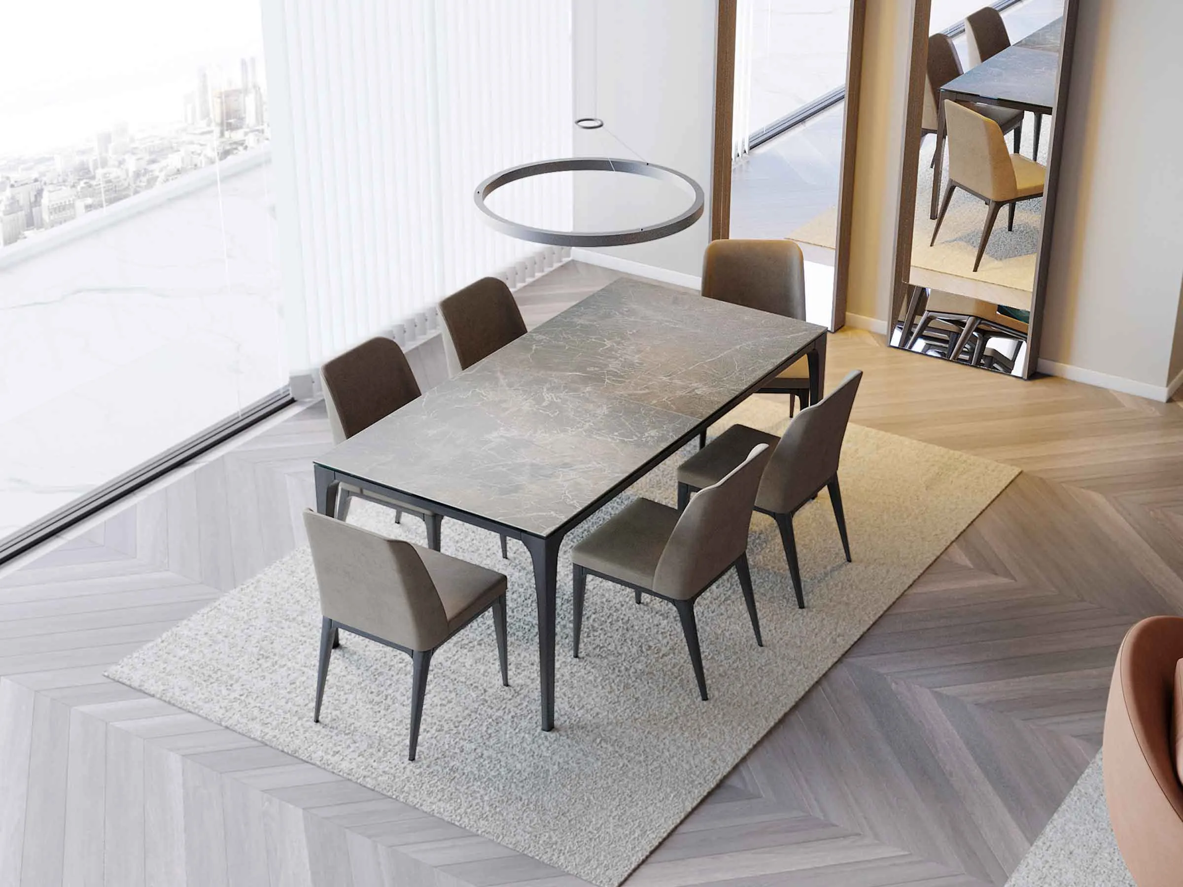 Pietra Extendable Glass/Ceramic Table