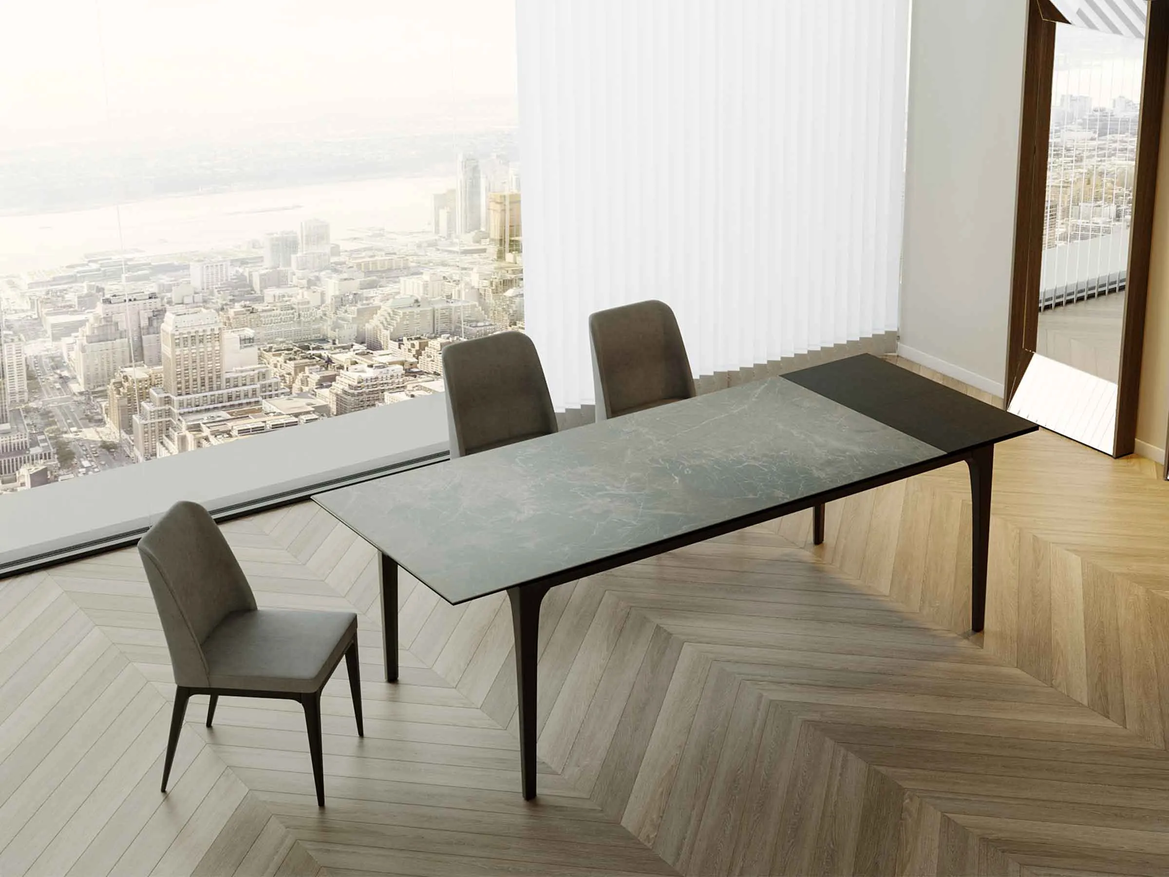 Pietra Extendable Glass/Ceramic Table