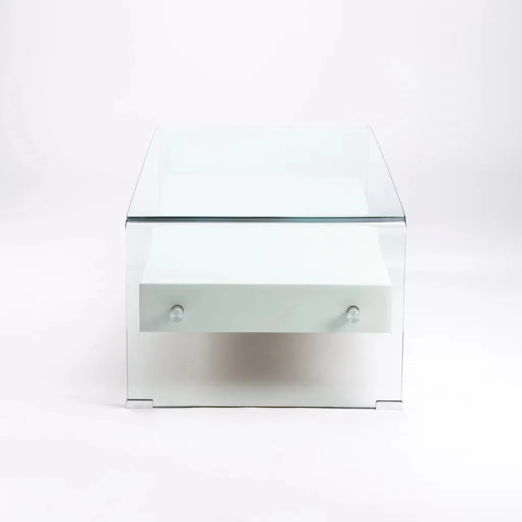 PORT 120x60cm 12MM TEMPERED GLASS COFFEE TABLE WITH DRAWER