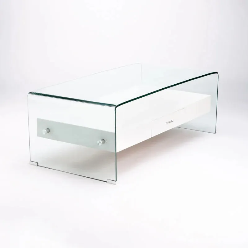 PORT 120x60cm 12MM TEMPERED GLASS COFFEE TABLE WITH DRAWER