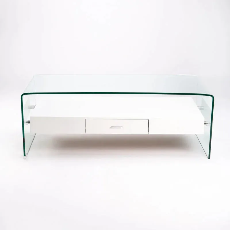 PORT 120x60cm 12MM TEMPERED GLASS COFFEE TABLE WITH DRAWER