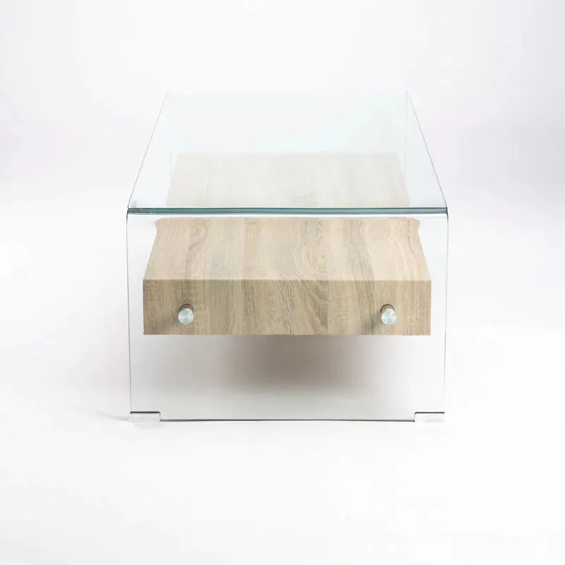 PORT 120x60cm 12MM TEMPERED GLASS COFFEE TABLE WITH DRAWER