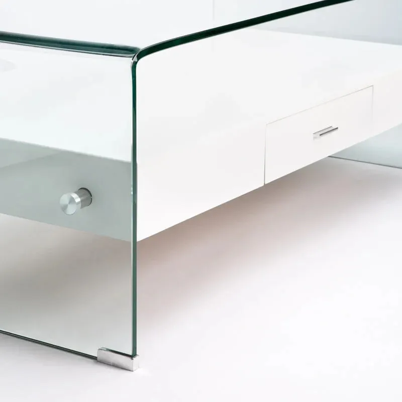 PORT 120x60cm 12MM TEMPERED GLASS COFFEE TABLE WITH DRAWER