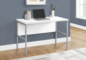 ProFlex 48 inch Executive Desk - Modern White Laminate & Silver Metal for Home Office & Commercial Use