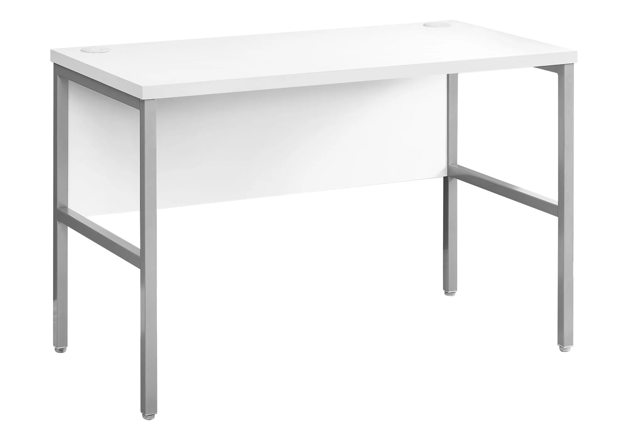 ProFlex 48 inch Executive Desk - Modern White Laminate & Silver Metal for Home Office & Commercial Use