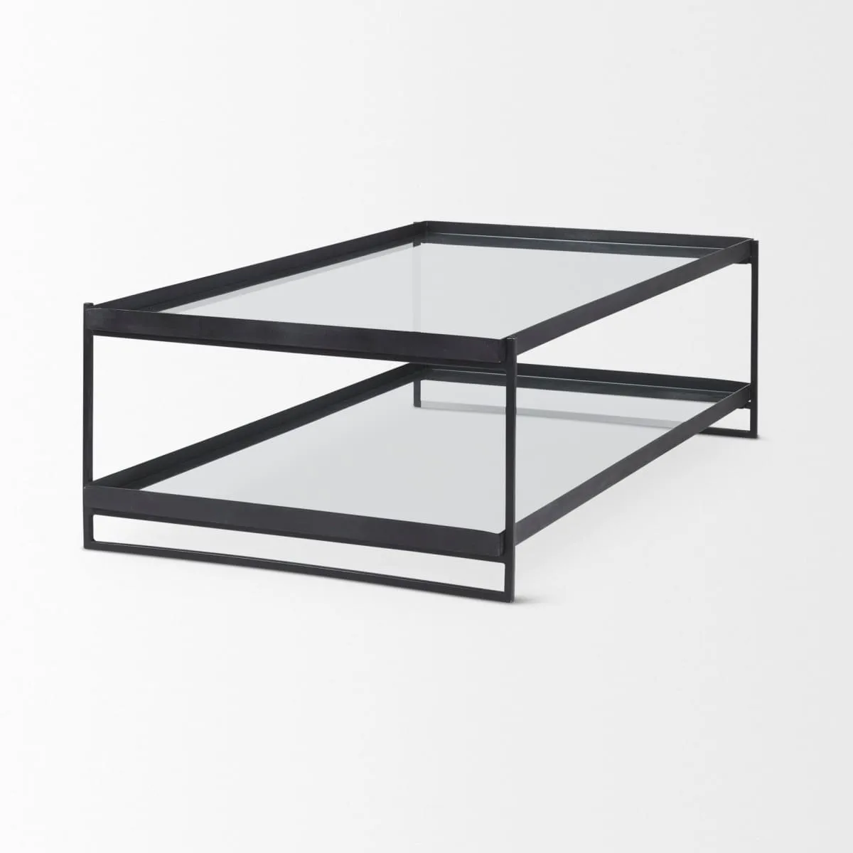 Trey Coffee Table Black Metal | Glass