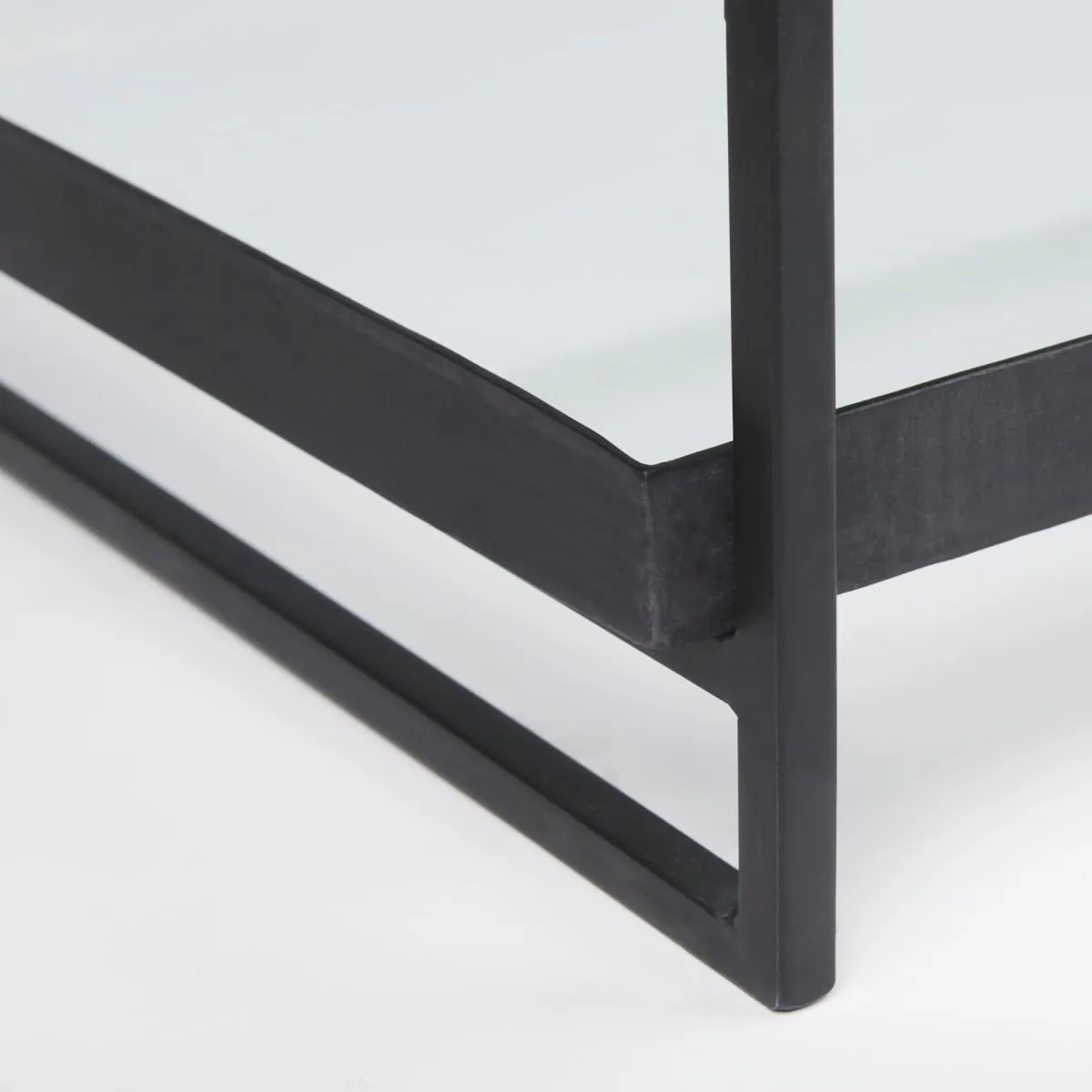 Trey Coffee Table Black Metal | Glass