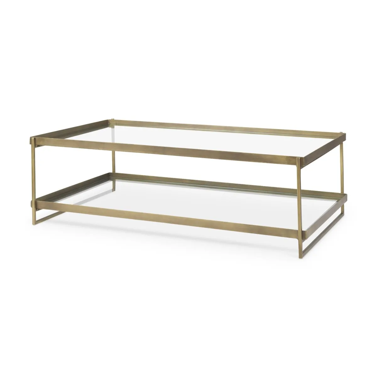 Trey Coffee Table Gold Metal | Glass