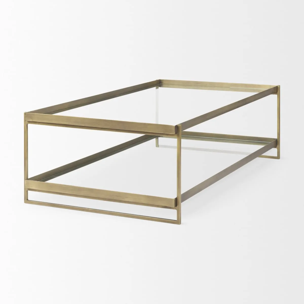 Trey Coffee Table Gold Metal | Glass