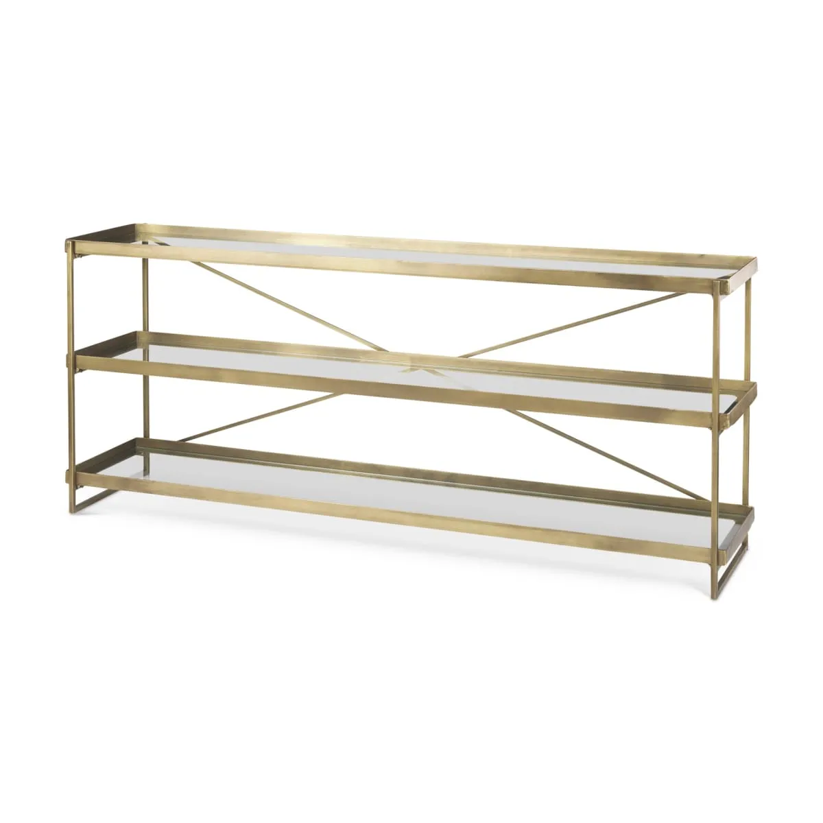 Trey Console Table Gold Metal | Glass