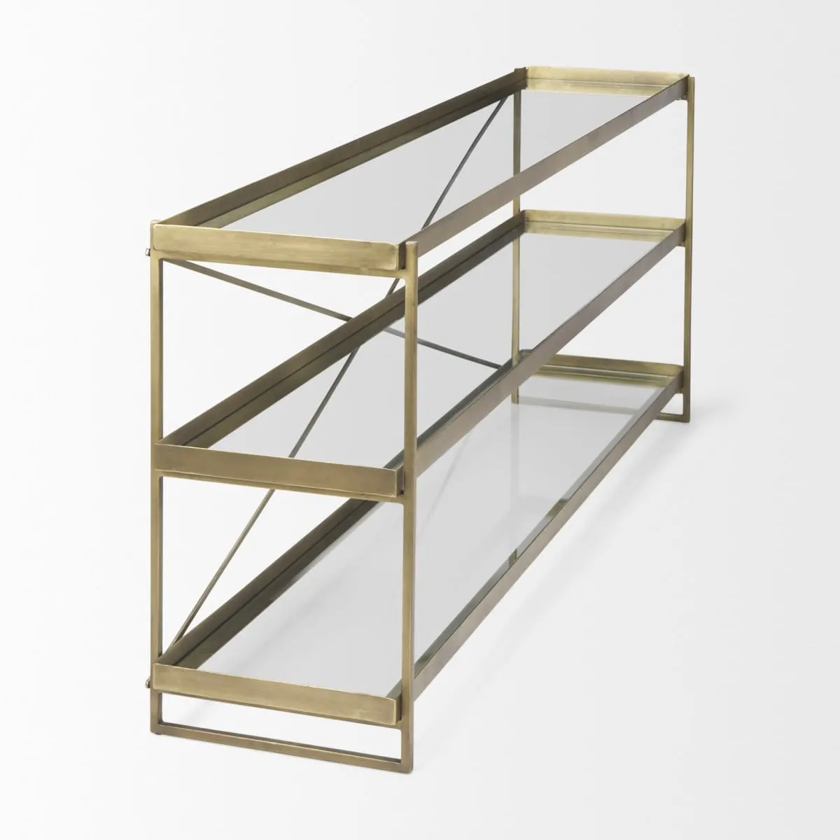 Trey Console Table Gold Metal | Glass