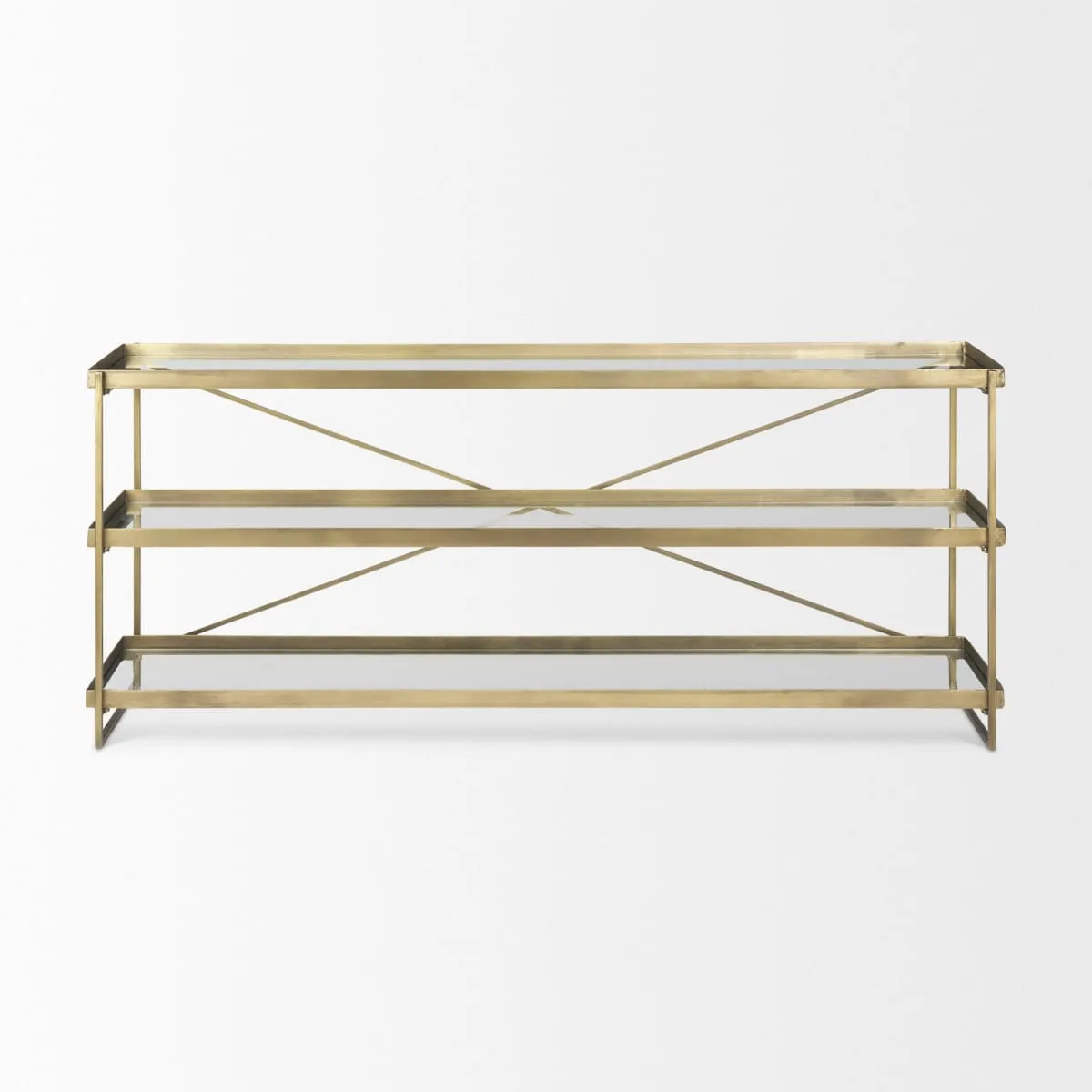 Trey Console Table Gold Metal | Glass