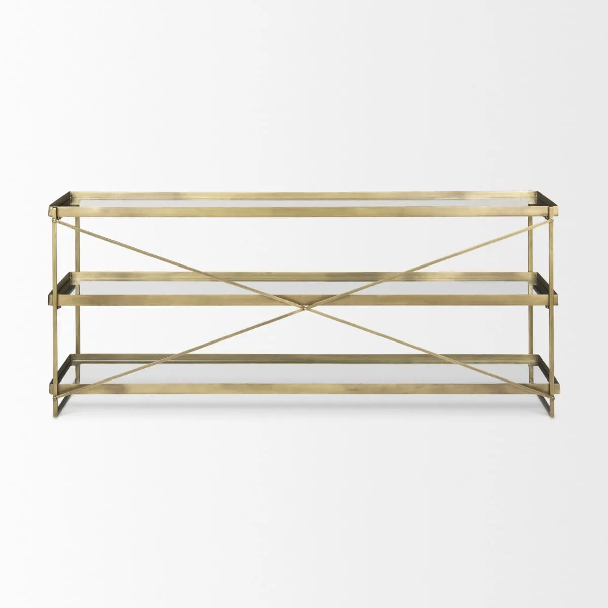 Trey Console Table Gold Metal | Glass