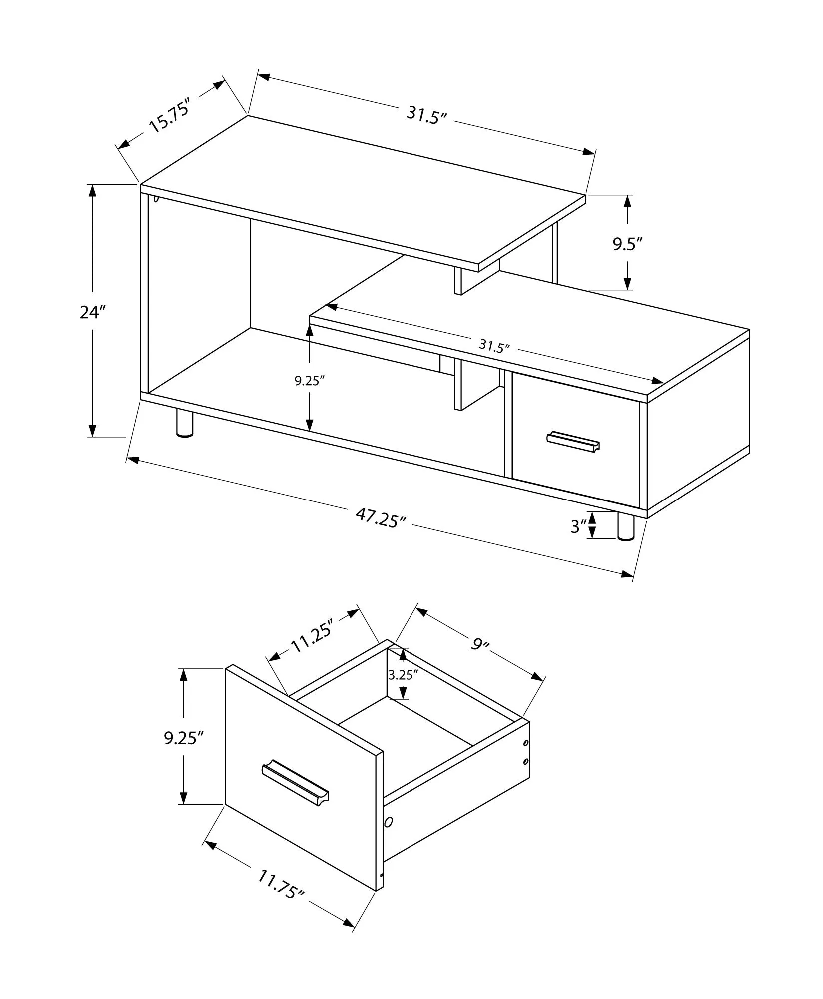 Tv Stand - 48"L / Brown Reclaimed / 1 Drawer