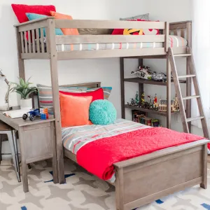 Twin Over Twin L-Shaped Bunk Bed With Bookcase & Desk