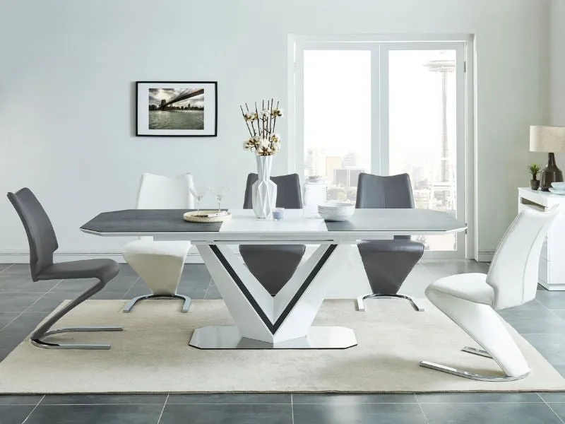 VALERIO WHITE Extendable Dining Table with Ceramic Top 39.5" W x 63" (86.5")