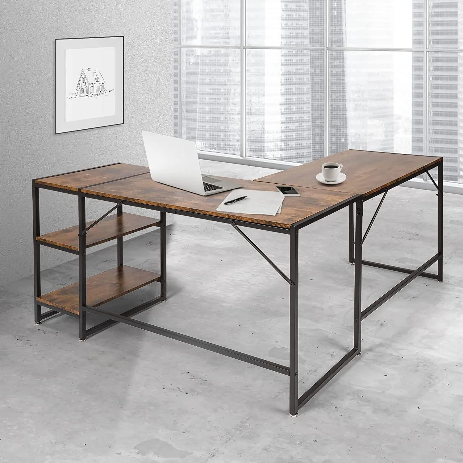 Versatile L-Shaped Desk: Perfect for Home Offices, Gaming, and More – Easy Assembly, Ample Storage, Ergonomic Design