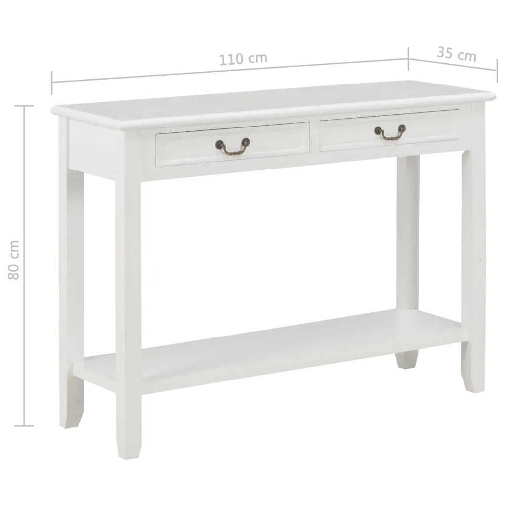 vidaXL Console Table White 110x35x80 cm Wood