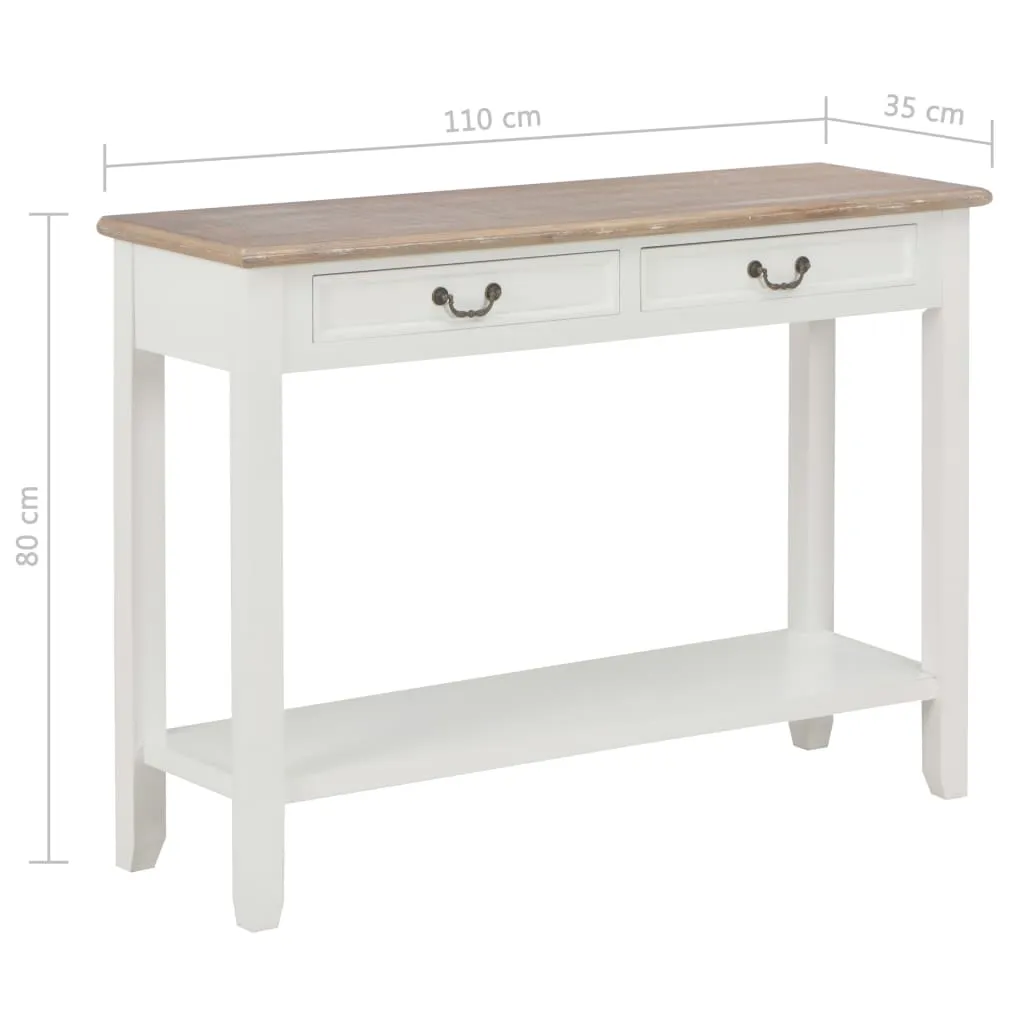 vidaXL Console Table White 110x35x80 cm Wood