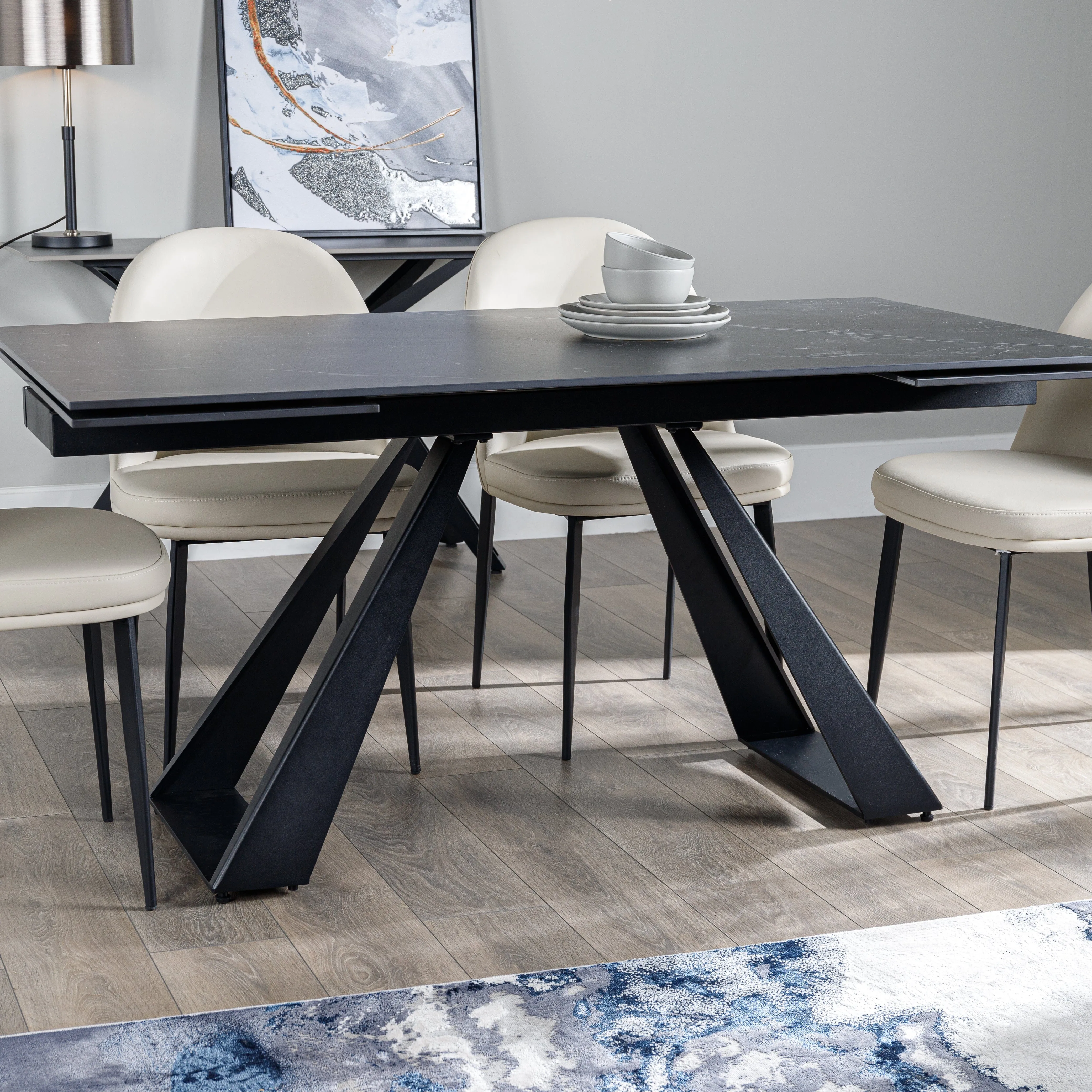 Vortex Marble Dining Table Set with 6 Chairs