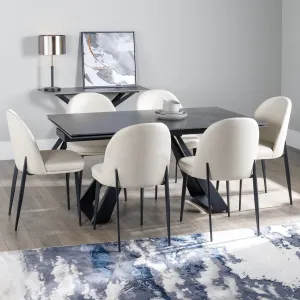 Vortex Marble Dining Table Set with 6 Chairs