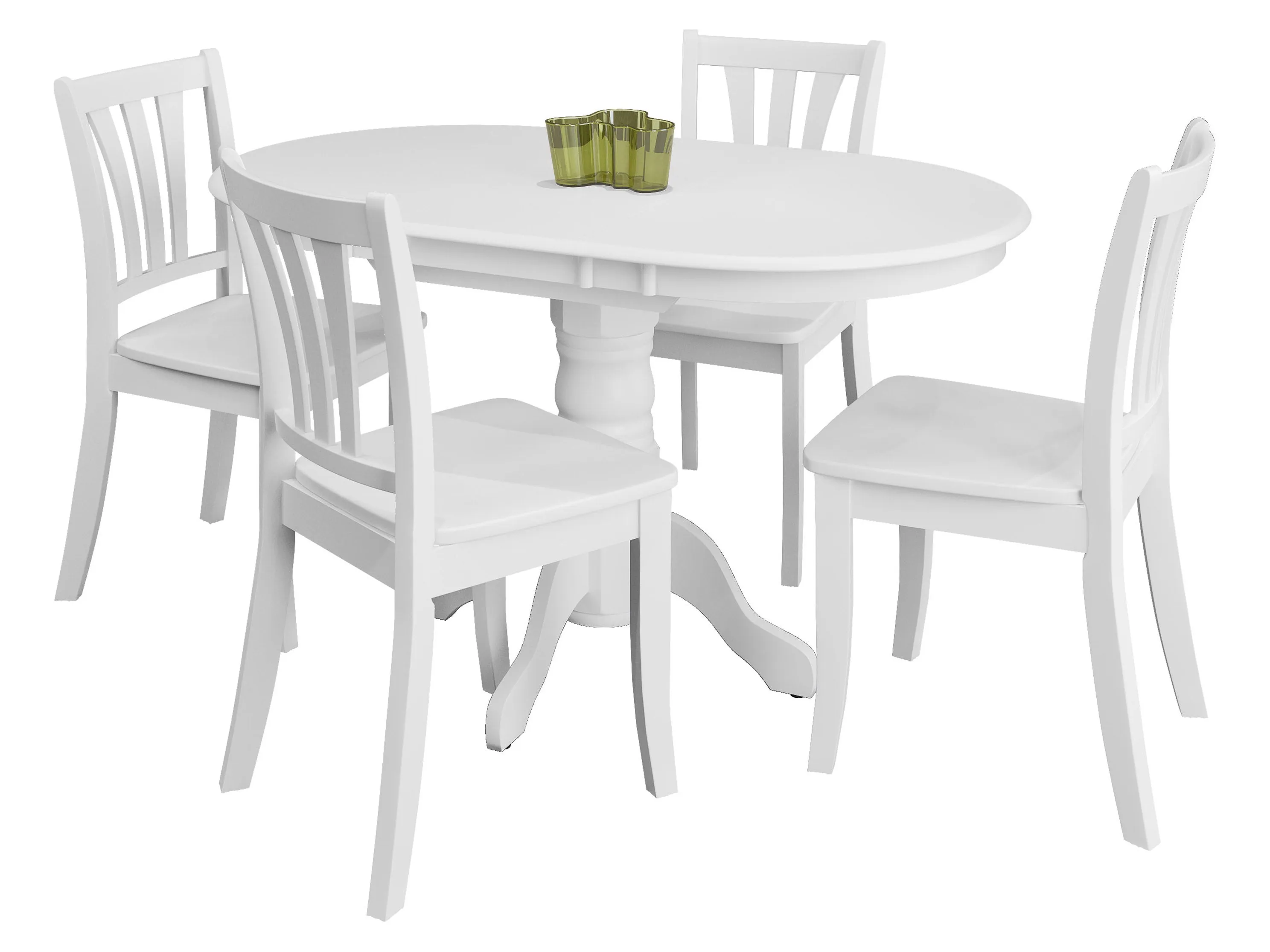 White Extendable Oval Dining Set 5pc