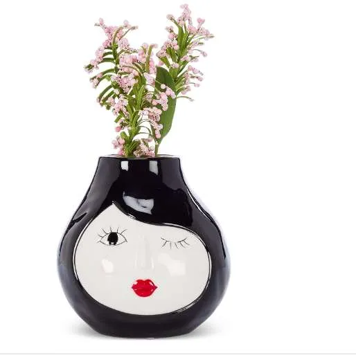 Winking Face Vase, Black & White