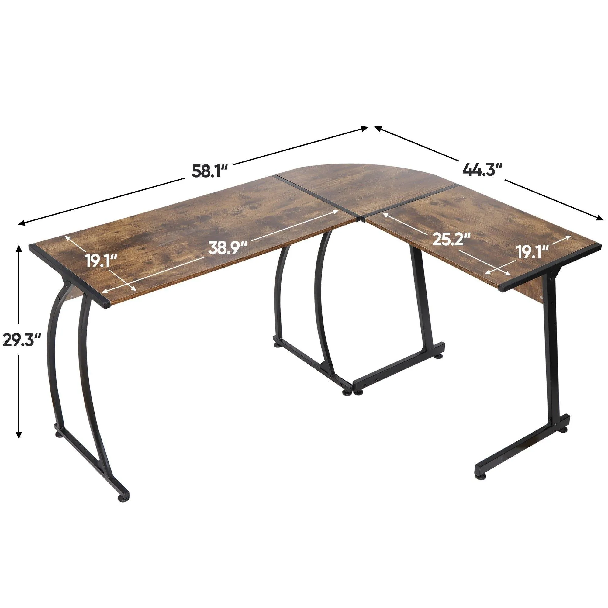 ZENY™ L-Shaped Corner Desk Computer Gaming Desk - Modern Home PC Table Office Writing Workstation