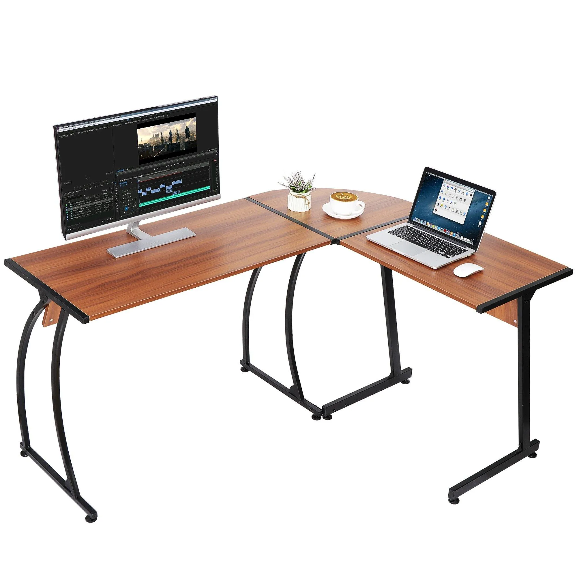 ZENY™ L-Shaped Corner Desk Computer Gaming Desk - Modern Home PC Table Office Writing Workstation