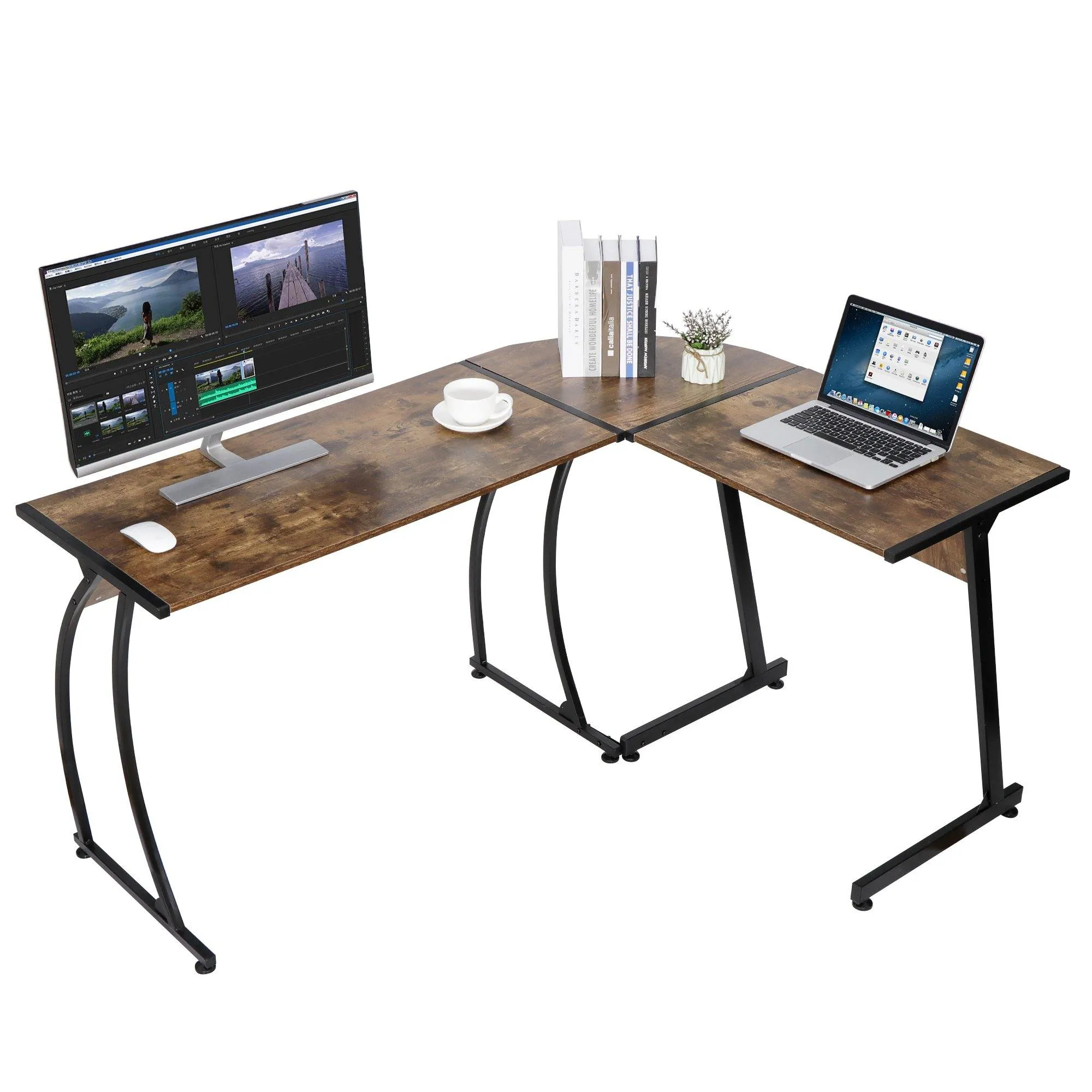 ZENY™ L-Shaped Corner Desk Computer Gaming Desk - Modern Home PC Table Office Writing Workstation