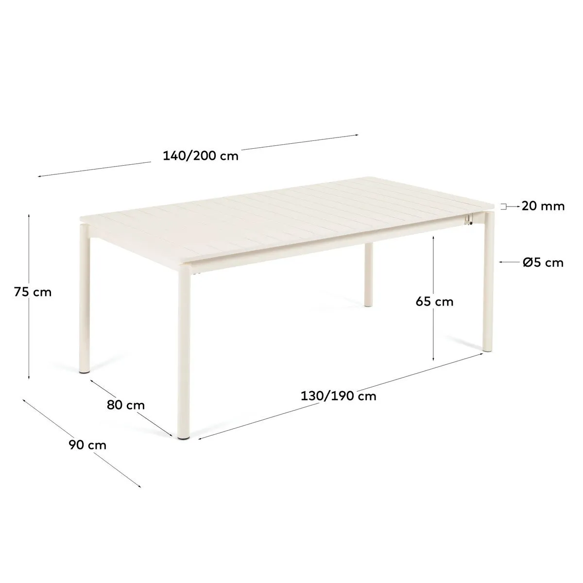 Zorgo White 140-200cm Extendable Dining Table